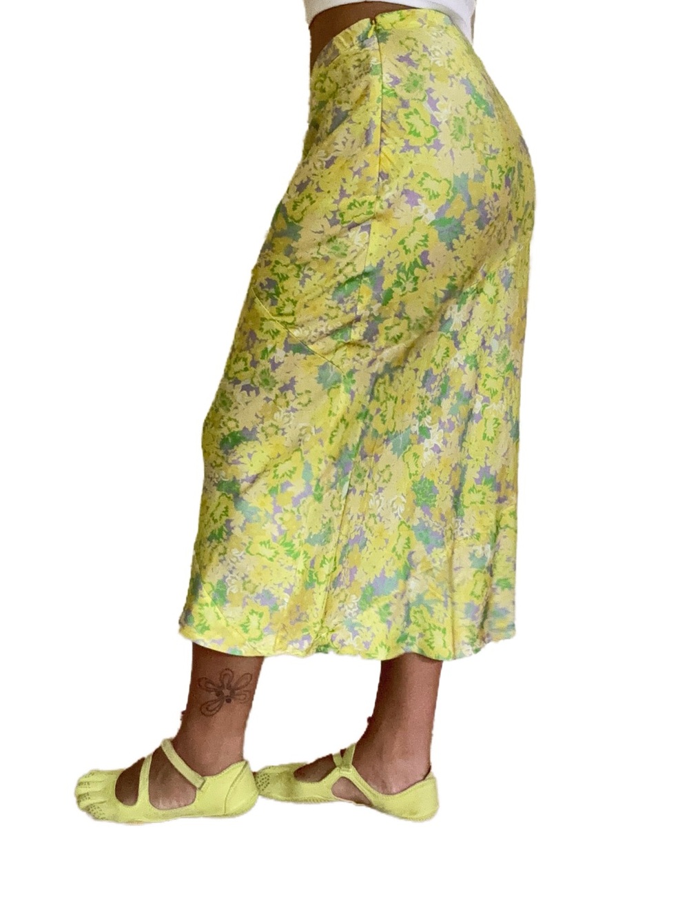For Love & Lemons yellow floral midi skirt